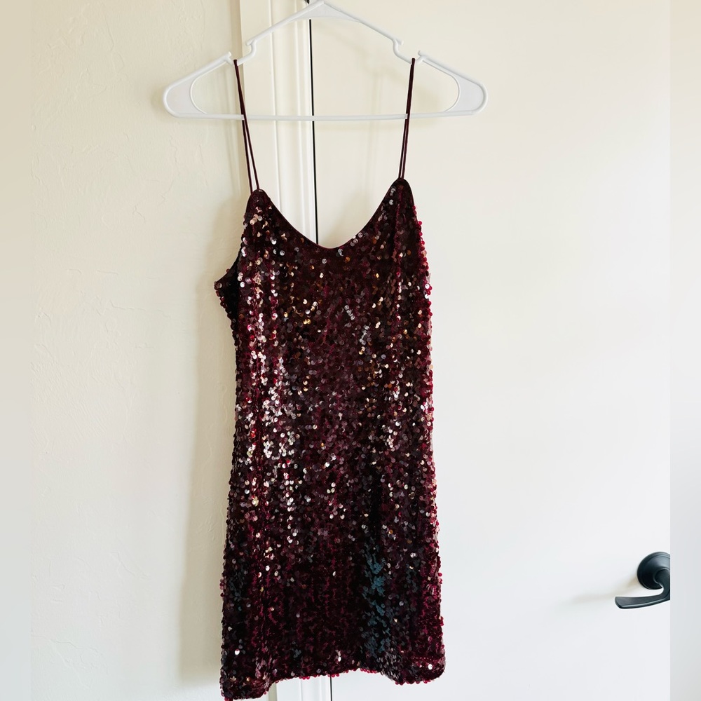 Burgundy Sequin Dress